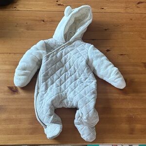 First Wish Cozy Quilted Gray Baby Onesie suit